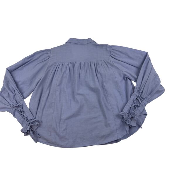 Free People Kiss Kiss 100% Cotton Peasant Boho Button Down Shirt Women's Size XS - Picture 3 of 9